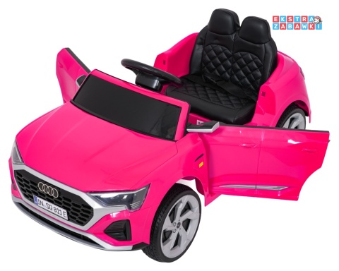 Audi SQ8 4x4 na akumulator - różowy, 4x35W 12V/9Ah, pilot, EVA, LED, ekoskóra, pas, panel muzyczny [HZB-SQ8]