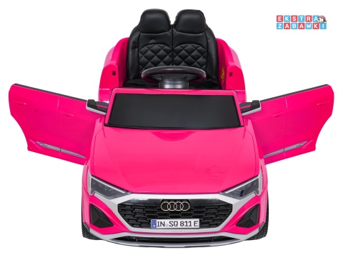 Audi SQ8 4x4 na akumulator - różowy, 4x35W 12V/9Ah, pilot, EVA, LED, ekoskóra, pas, panel muzyczny [HZB-SQ8]