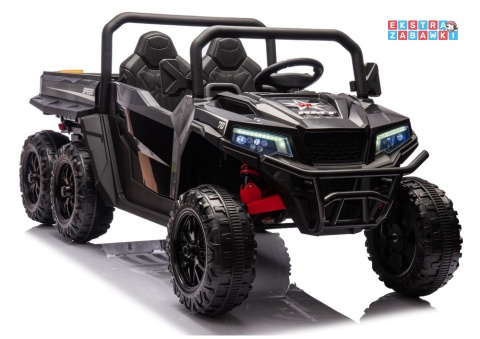 Buggy 6-kołowy z kiprą XB-1038A na akumulator - czarny, 4x200W 24V/7Ah, pilot, EVA, LED, ekoskóra, pas [31823]