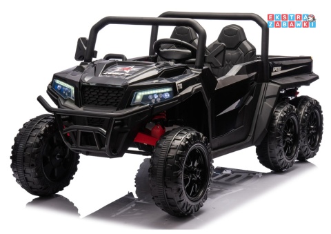 Buggy 6-kołowy z kiprą XB-1038A na akumulator - czarny, 4x200W 24V/7Ah, pilot, EVA, LED, ekoskóra, pas [31823]