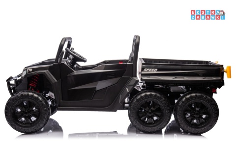 Buggy 6-kołowy z kiprą XB-1038A na akumulator - czarny, 4x200W 24V/7Ah, pilot, EVA, LED, ekoskóra, pas [31823]