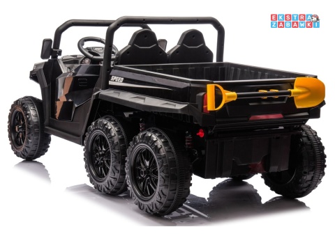 Buggy 6-kołowy z kiprą XB-1038A na akumulator - czarny, 4x200W 24V/7Ah, pilot, EVA, LED, ekoskóra, pas [31823]