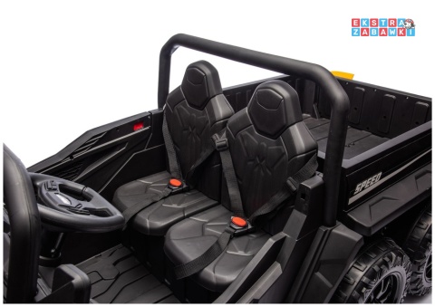 Buggy 6-kołowy z kiprą XB-1038A na akumulator - czarny, 4x200W 24V/7Ah, pilot, EVA, LED, ekoskóra, pas [31823]