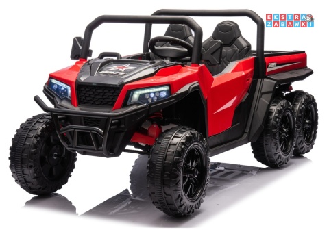 Buggy 6-kołowy z kiprą XB-1038A na akumulator - czerwony, 4x200W 24V/7Ah, pilot, EVA, LED, ekoskóra, pas [31822]