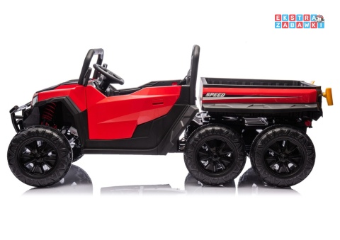 Buggy 6-kołowy z kiprą XB-1038A na akumulator - czerwony, 4x200W 24V/7Ah, pilot, EVA, LED, ekoskóra, pas [31822]