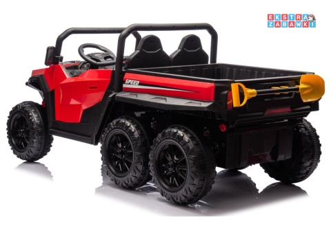 Buggy 6-kołowy z kiprą XB-1038A na akumulator - czerwony, 4x200W 24V/7Ah, pilot, EVA, LED, ekoskóra, pas [31822]