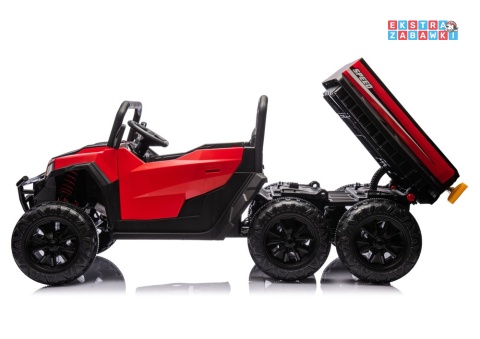 Buggy 6-kołowy z kiprą XB-1038A na akumulator - czerwony, 4x200W 24V/7Ah, pilot, EVA, LED, ekoskóra, pas [31822]