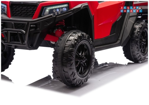 Buggy 6-kołowy z kiprą XB-1038A na akumulator - czerwony, 4x200W 24V/7Ah, pilot, EVA, LED, ekoskóra, pas [31822]