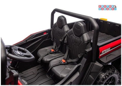Buggy 6-kołowy z kiprą XB-1038A na akumulator - czerwony, 4x200W 24V/7Ah, pilot, EVA, LED, ekoskóra, pas [31822]