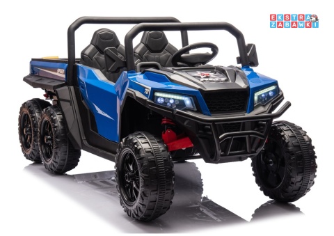 Buggy 6-kołowy z kiprą XB-1038A na akumulator - niebieski, 4x200W 24V/7Ah, pilot, EVA, LED, ekoskóra, pas [31820]
