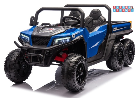 Buggy 6-kołowy z kiprą XB-1038A na akumulator - niebieski, 4x200W 24V/7Ah, pilot, EVA, LED, ekoskóra, pas [31820]