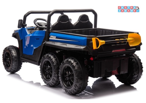 Buggy 6-kołowy z kiprą XB-1038A na akumulator - niebieski, 4x200W 24V/7Ah, pilot, EVA, LED, ekoskóra, pas [31820]
