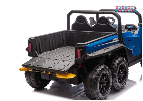 Buggy 6-kołowy z kiprą XB-1038A na akumulator - niebieski, 4x200W 24V/7Ah, pilot, EVA, LED, ekoskóra, pas [31820]