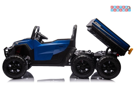 Buggy 6-kołowy z kiprą XB-1038A na akumulator - niebieski, 4x200W 24V/7Ah, pilot, EVA, LED, ekoskóra, pas [31820]