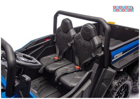Buggy 6-kołowy z kiprą XB-1038A na akumulator - niebieski, 4x200W 24V/7Ah, pilot, EVA, LED, ekoskóra, pas [31820]