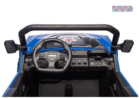 Buggy 6-kołowy z kiprą XB-1038A na akumulator - niebieski, 4x200W 24V/7Ah, pilot, EVA, LED, ekoskóra, pas [31820]