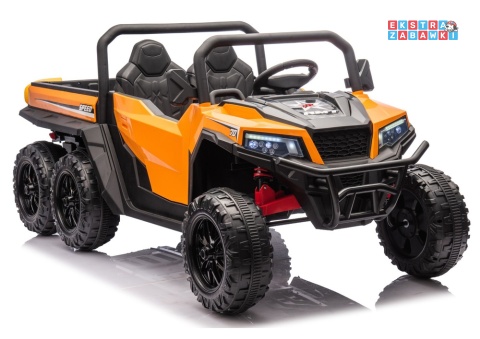 Buggy 6-kołowy z kiprą XB-1038A na akumulator - pomarańczowy, 4x200W 24V/7Ah, pilot, EVA, LED, ekoskóra, pas [31821]