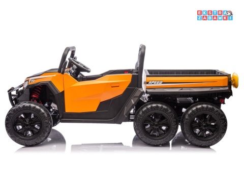 Buggy 6-kołowy z kiprą XB-1038A na akumulator - pomarańczowy, 4x200W 24V/7Ah, pilot, EVA, LED, ekoskóra, pas [31821]
