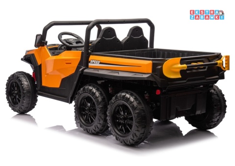 Buggy 6-kołowy z kiprą XB-1038A na akumulator - pomarańczowy, 4x200W 24V/7Ah, pilot, EVA, LED, ekoskóra, pas [31821]