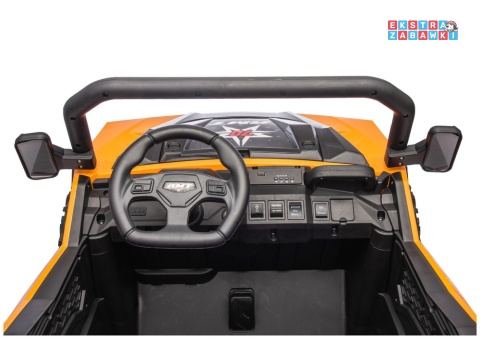 Buggy 6-kołowy z kiprą XB-1038A na akumulator - pomarańczowy, 4x200W 24V/7Ah, pilot, EVA, LED, ekoskóra, pas [31821]