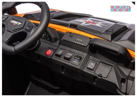 Buggy 6-kołowy z kiprą XB-1038A na akumulator - pomarańczowy, 4x200W 24V/7Ah, pilot, EVA, LED, ekoskóra, pas [31821]