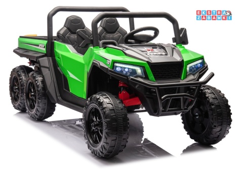 Buggy 6-kołowy z kiprą XB-1038A na akumulator - zielony, 4x200W 24V/7Ah, pilot, EVA, LED, ekoskóra, pas [31824]