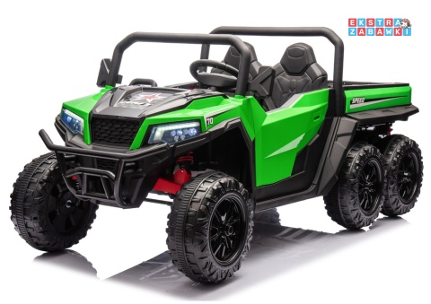Buggy 6-kołowy z kiprą XB-1038A na akumulator - zielony, 4x200W 24V/7Ah, pilot, EVA, LED, ekoskóra, pas [31824]