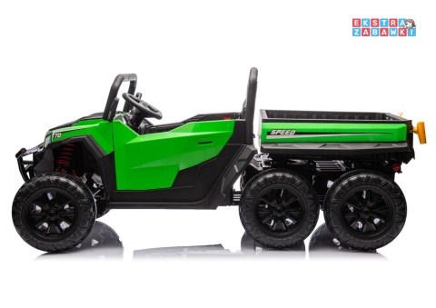 Buggy 6-kołowy z kiprą XB-1038A na akumulator - zielony, 4x200W 24V/7Ah, pilot, EVA, LED, ekoskóra, pas [31824]
