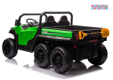 Buggy 6-kołowy z kiprą XB-1038A na akumulator - zielony, 4x200W 24V/7Ah, pilot, EVA, LED, ekoskóra, pas [31824]