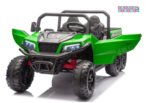Buggy 6-kołowy z kiprą XB-1038A na akumulator - zielony, 4x200W 24V/7Ah, pilot, EVA, LED, ekoskóra, pas [31824]