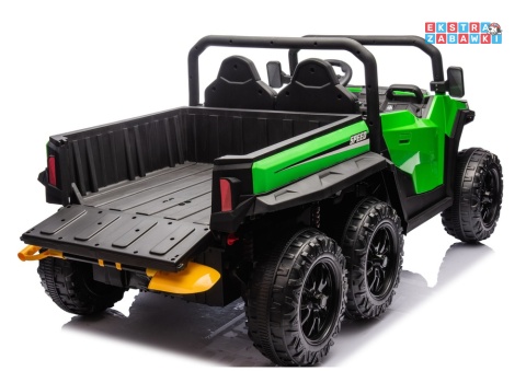 Buggy 6-kołowy z kiprą XB-1038A na akumulator - zielony, 4x200W 24V/7Ah, pilot, EVA, LED, ekoskóra, pas [31824]