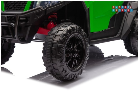 Buggy 6-kołowy z kiprą XB-1038A na akumulator - zielony, 4x200W 24V/7Ah, pilot, EVA, LED, ekoskóra, pas [31824]