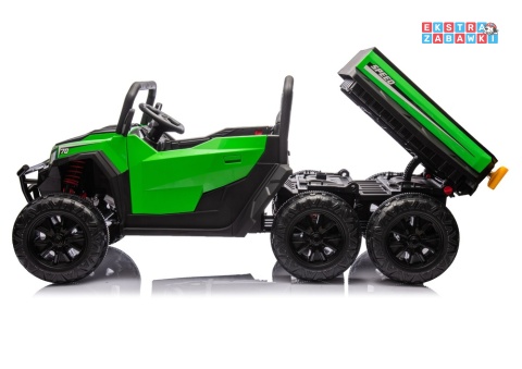 Buggy 6-kołowy z kiprą XB-1038A na akumulator - zielony, 4x200W 24V/7Ah, pilot, EVA, LED, ekoskóra, pas [31824]