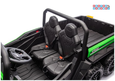Buggy 6-kołowy z kiprą XB-1038A na akumulator - zielony, 4x200W 24V/7Ah, pilot, EVA, LED, ekoskóra, pas [31824]