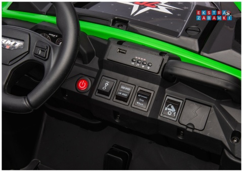 Buggy 6-kołowy z kiprą XB-1038A na akumulator - zielony, 4x200W 24V/7Ah, pilot, EVA, LED, ekoskóra, pas [31824]