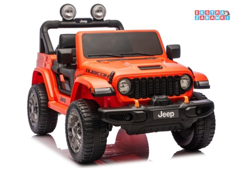 Jeep Rubicon DK-JWR556 na akumulator - pomarańczowy, 4x200W 24V/7Ah, pilot, EVA, LED, ekoskóra, pas panel muzyczny [29167]