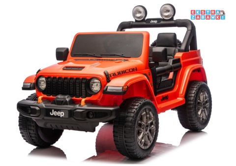 Jeep Rubicon DK-JWR556 na akumulator - pomarańczowy, 4x200W 24V/7Ah, pilot, EVA, LED, ekoskóra, pas panel muzyczny [29167]