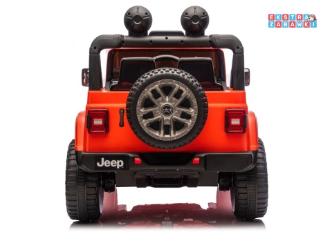 Jeep Rubicon DK-JWR556 na akumulator - pomarańczowy, 4x200W 24V/7Ah, pilot, EVA, LED, ekoskóra, pas panel muzyczny [29167]