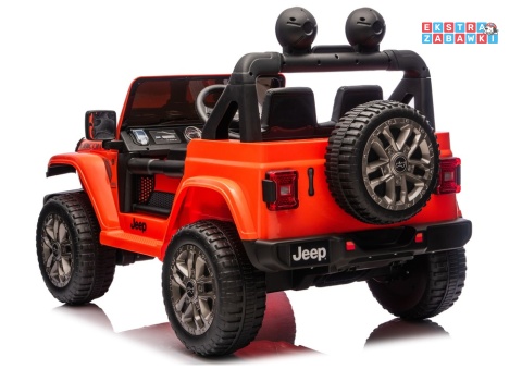 Jeep Rubicon DK-JWR556 na akumulator - pomarańczowy, 4x200W 24V/7Ah, pilot, EVA, LED, ekoskóra, pas panel muzyczny [29167]