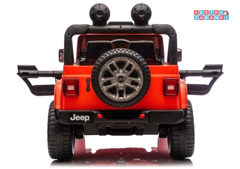 Jeep Rubicon DK-JWR556 na akumulator - pomarańczowy, 4x200W 24V/7Ah, pilot, EVA, LED, ekoskóra, pas panel muzyczny [29167]