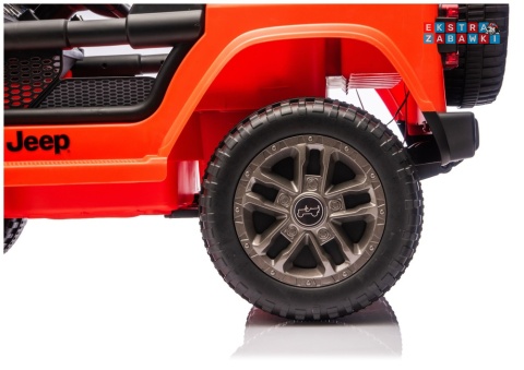 Jeep Rubicon DK-JWR556 na akumulator - pomarańczowy, 4x200W 24V/7Ah, pilot, EVA, LED, ekoskóra, pas panel muzyczny [29167]