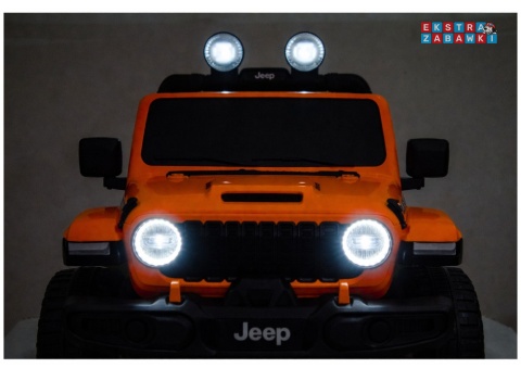 Jeep Rubicon DK-JWR556 na akumulator - pomarańczowy, 4x200W 24V/7Ah, pilot, EVA, LED, ekoskóra, pas panel muzyczny [29167]