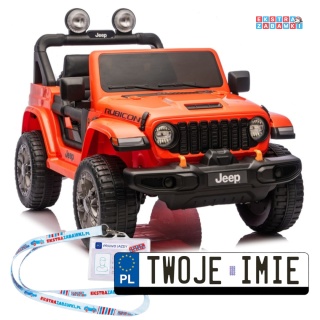 Jeep Rubicon DK-JWR556 na akumulator - pomarańczowy, 4x200W 24V/7Ah, pilot, EVA, LED, ekoskóra, pas panel muzyczny [29167]