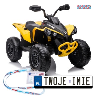 Quad DK-CA002 na akumulator - żółty, 4x45W 12V/7Ah, pilot, EVA, LED, ekoskóra, panel muzyczny z BT [31735]