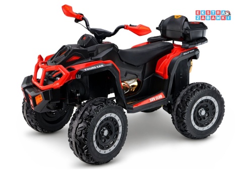 Quad XW-08 na akumulator - czerwony, 4x45W 12V/7Ah, do 7 km/h, EVA, LED, panel muzyczny z BT [29497]