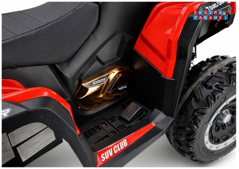 Quad XW-08 na akumulator - czerwony, 4x45W 12V/7Ah, do 7 km/h, EVA, LED, panel muzyczny z BT [29497]