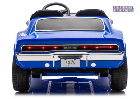 Dodge Charger R/T DLS-K12 na akumulator - niebieski, 2x200W 24V/7Ah, pilot, EVA, ekoskóra, pasy, LED, BT, do 8 km/h [29153]