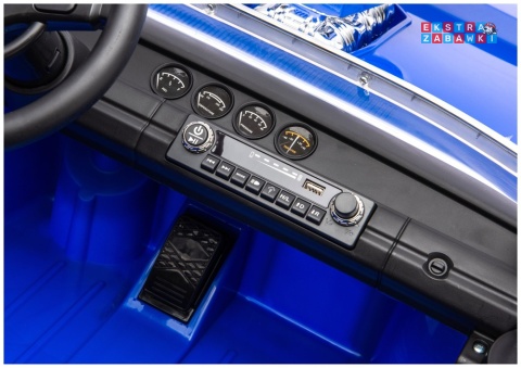 Dodge Charger R/T DLS-K12 na akumulator - niebieski, 2x200W 24V/7Ah, pilot, EVA, ekoskóra, pasy, LED, BT, do 8 km/h [29153]