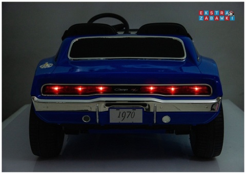 Dodge Charger R/T DLS-K12 na akumulator - niebieski, 2x200W 24V/7Ah, pilot, EVA, ekoskóra, pasy, LED, BT, do 8 km/h [29153]