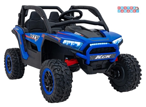 Buggy KCK 4x4 na akumulator - niebieski, 4x50W 24V/7Ah, pilot, ekoskóra, EVA, MP3, Bluetooth [XMX-639]